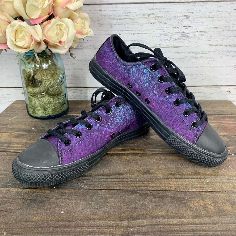 RAAD SHOP Unisex Purple Unicorn Low Tops